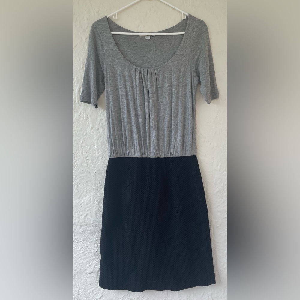 Boden Women Midi Dress Short Sleeve Stretch Gray Top / Black Bottom; size 8R